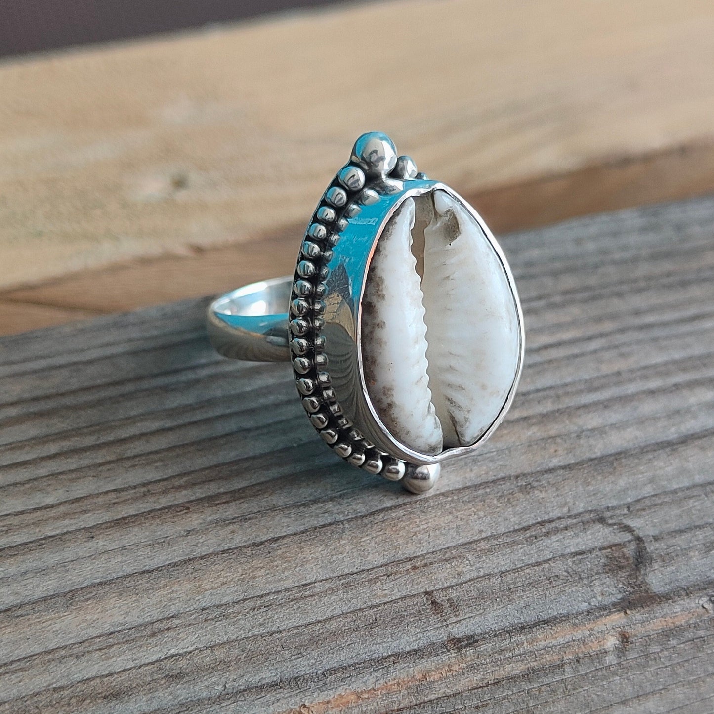 Cowrie shell ring , bohemian cowrie shell ring , 925 sterling silver ring , cowrie rings -Boho silver ring , gift for here- gifts