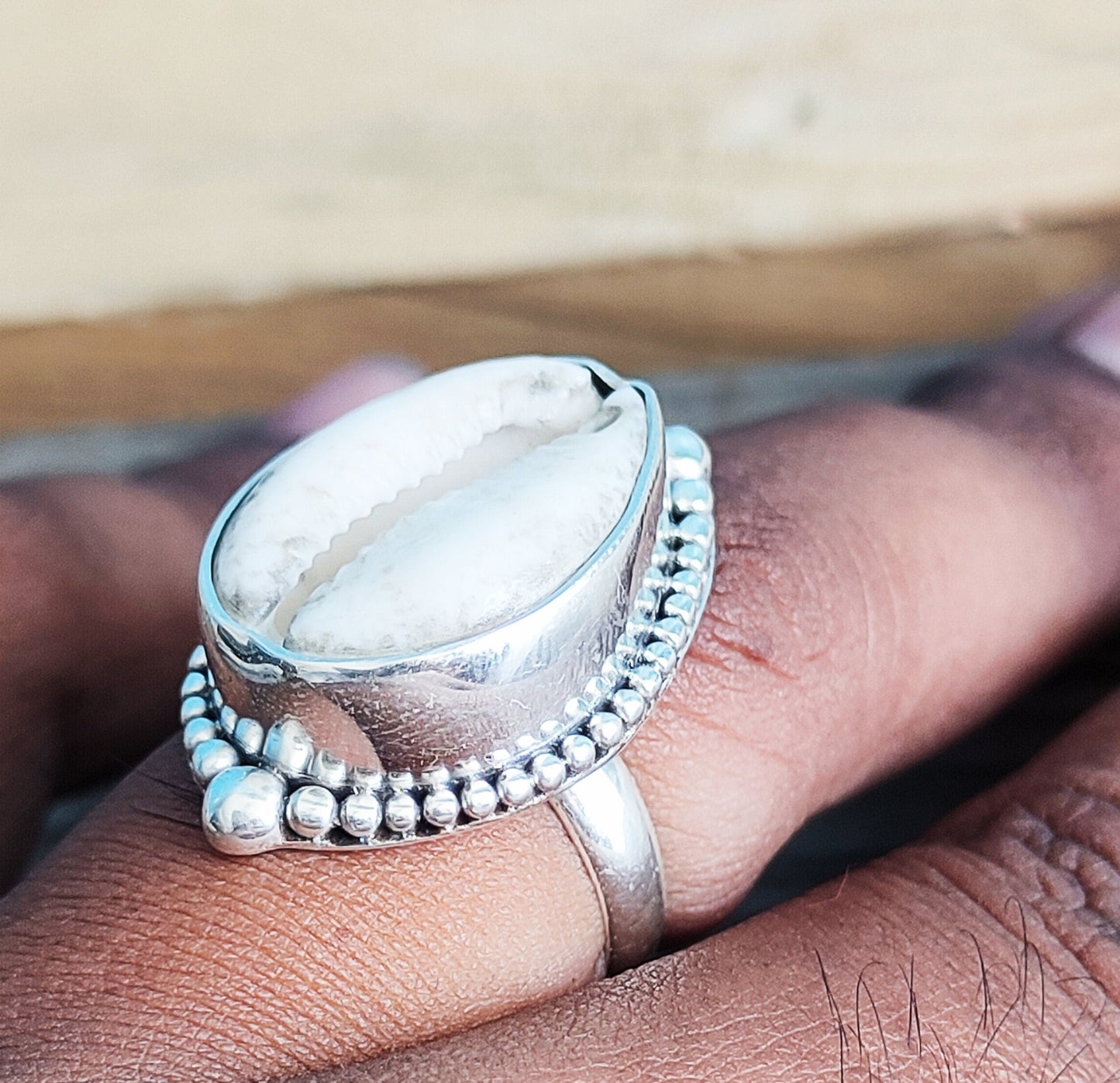 Cowrie shell ring , bohemian cowrie shell ring , 925 sterling silver ring , cowrie rings -Boho silver ring , gift for here- gifts