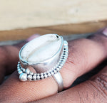 Cowrie shell ring , bohemian cowrie shell ring , 925 sterling silver ring , cowrie rings -Boho silver ring , gift for here- gifts