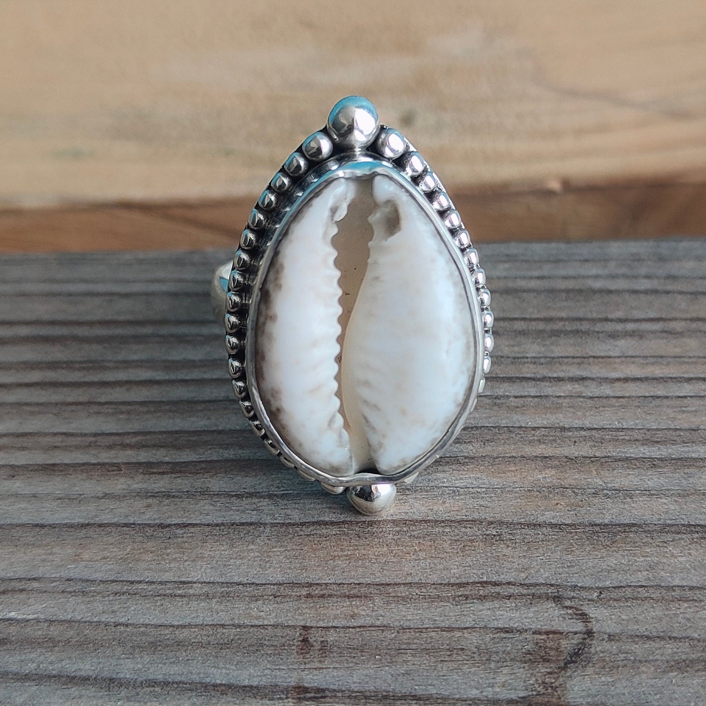 Cowrie shell ring , bohemian cowrie shell ring , 925 sterling silver ring , cowrie rings -Boho silver ring , gift for here- gifts