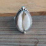 Cowrie shell ring , bohemian cowrie shell ring , 925 sterling silver ring , cowrie rings -Boho silver ring , gift for here- gifts