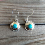 Turquoise Sterling Silver Handmade Earring | Turquoise Stone |  Round Shape | Silver Earrings | Boho Earrings Gift for Her