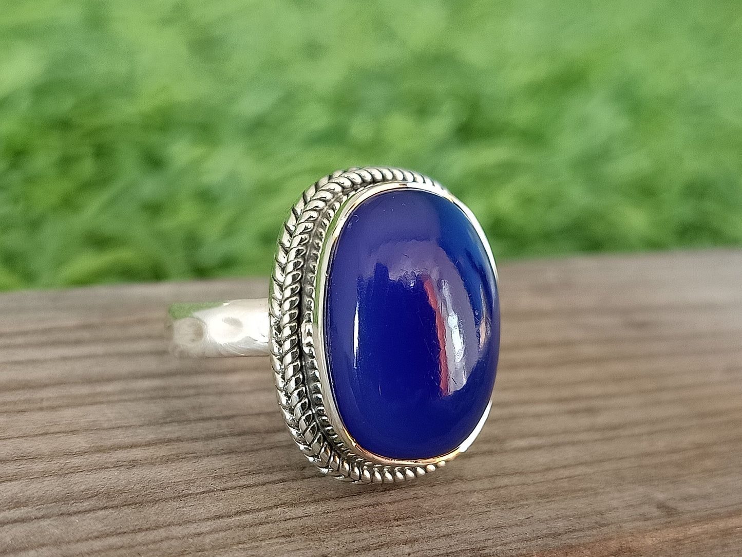 Blue Calcedony  Boho  Ring -925 Sterling Silver Ring - Hand Crafted Bohemian Ring- Calcedony Ring- Rings -Gifts for her-Gifts -Wedding Gifts