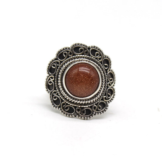 Boho Statement Ring - Sun Stone  Sterling Silver Ring - Hand Crafted Bohemian Ring - Bohemian Ring - Sunstone Ring - Rings - Gift for