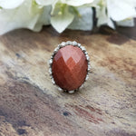 Sunstone Sterling Silver Ring - Boho Statement Ring -Hand Crafted Bohemian Ring -Bohemian Ring - Sunstone Ring - Rings - Gift for her