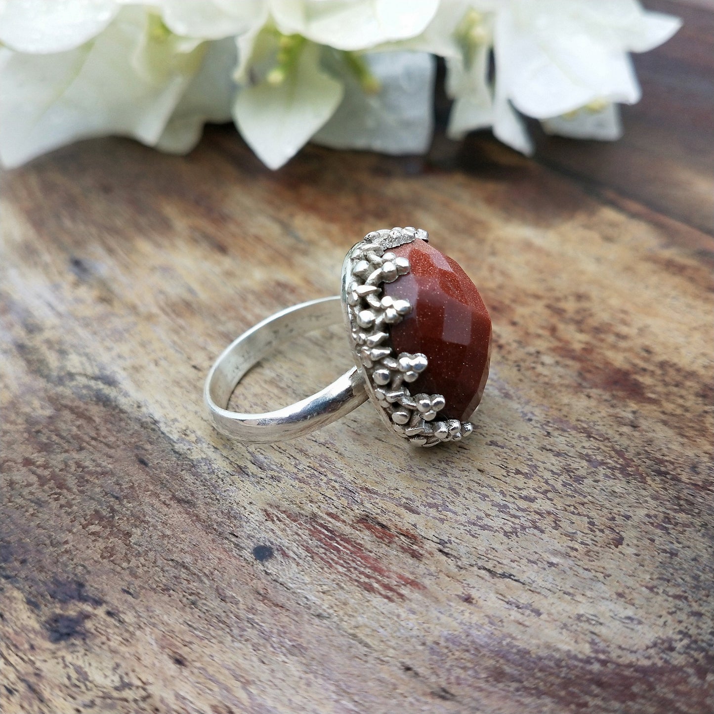 Sunstone Sterling Silver Ring - Boho Statement Ring -Hand Crafted Bohemian Ring -Bohemian Ring - Sunstone Ring - Rings - Gift for her