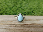 Natural Larimar top quality Stone ring - Cabochon ring - 925 sterling silver ring - Pear larimar ring  - wedding Rings - silver rings- gifts