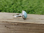 Natural Larimar top quality Stone ring - Cabochon ring - 925 sterling silver ring - Pear larimar ring  - wedding Rings - silver rings- gifts