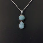 Larimar Two stones Beautiful designed necklace , handmade Beautiful pendant , Larimar pendant ,natural larimar stone pendant ,design pendant