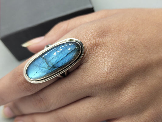 Labradorite silver gemstone ring , Silver boho rings , Handmade silver rings , 925 silver ring,Labradorite silver rings ,birthday gift ring