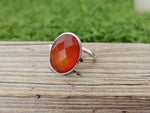 Boho Statement Ring - Orange Calci Sterling Silver Ring - Hand Crafted Bohemian Ring-Bohemian Ring - Orange Calci Rings -Gift for her Gifts