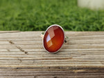 Boho Statement Ring - Orange Calci Sterling Silver Ring - Hand Crafted Bohemian Ring-Bohemian Ring - Orange Calci Rings -Gift for her Gifts