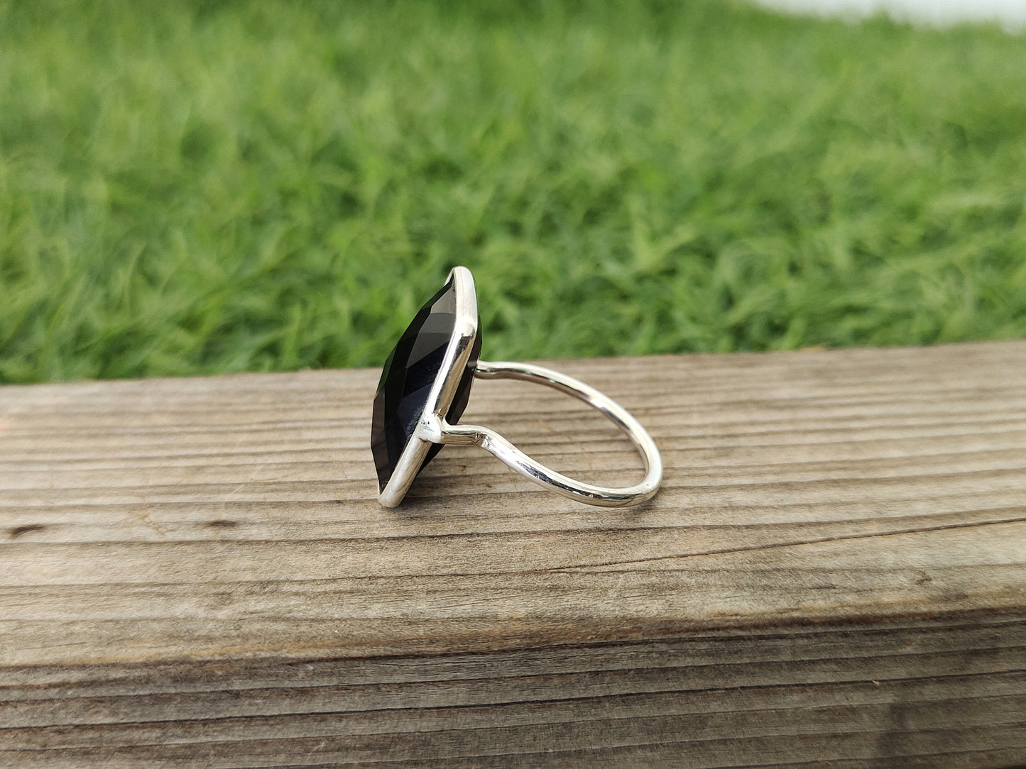 Black Onyx Boho Statement  Sterling Silver Ring - Fashion Ring - Beautiful Black Ring - Onyx Ring - Bezel Silver Jewelry - Boho Onyx Ring