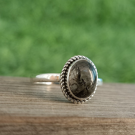 Boho Statement Ring | Black Rutile Sterling Silver Ring | Hand Crafted Bohemian Ring | Boho Ring | Black Rutile Ring | Rings for Gift