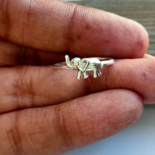 Elephant sterling silver ring , handmade silver ring , stacking silver ring , charm silver ring , handcrafted boho ring , silver ring ,ring