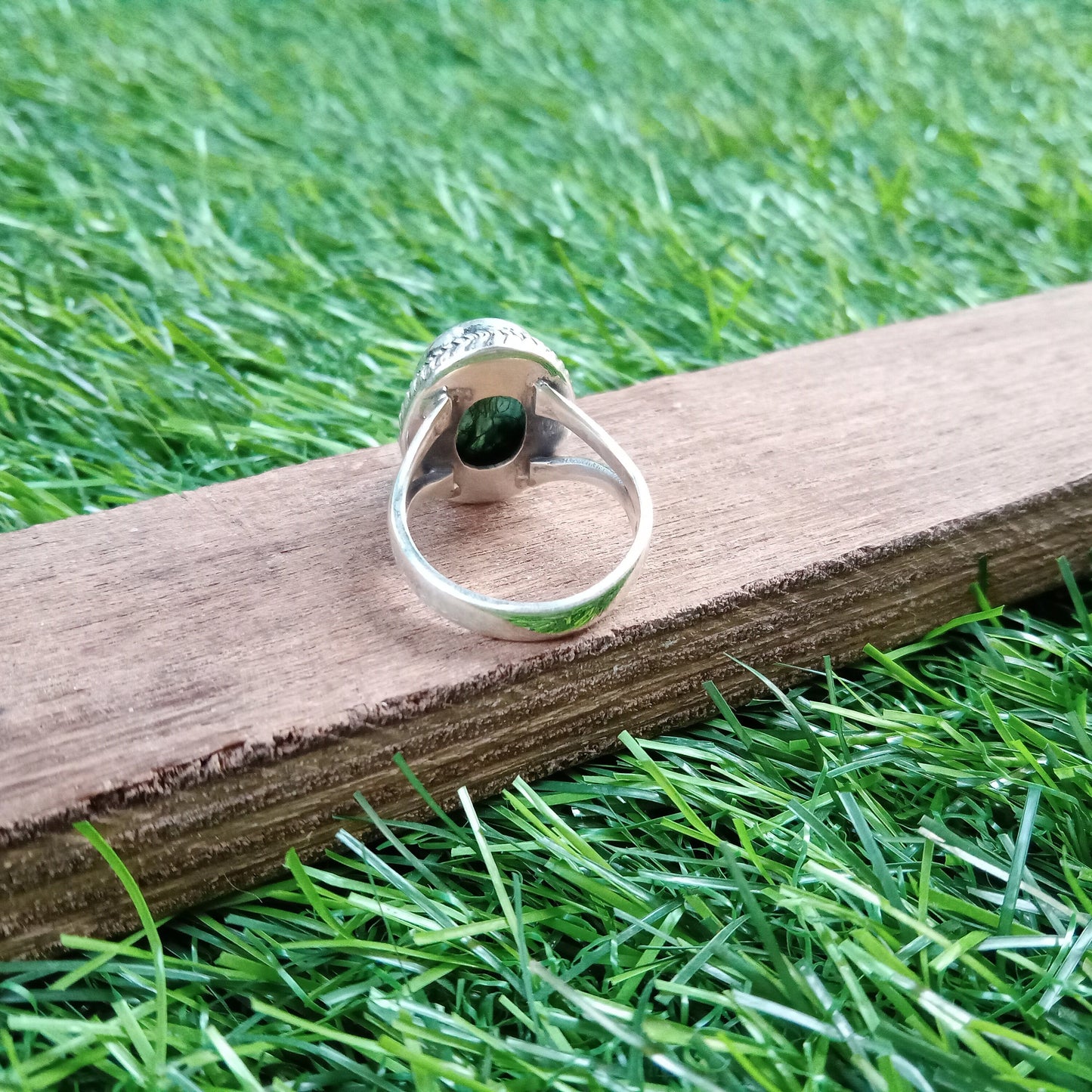 Moss Agate Sterling Silver Ring - Boho Statement Ring - Hand Crafted Bohemian Ring - Bohemian Ring -  Moss Agate Ring - Rings - Gift for her