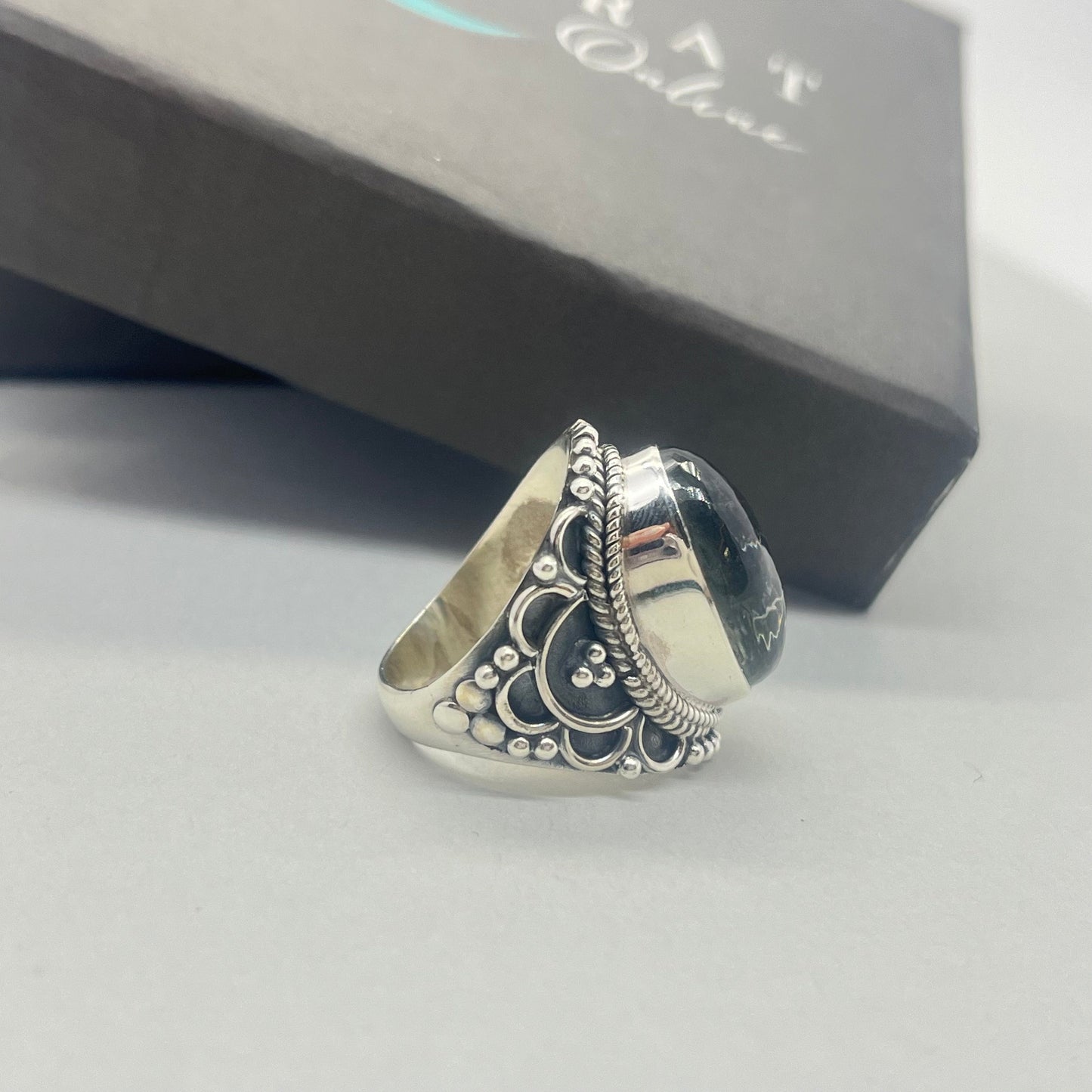 Boho Statement Ring| Black Rutile Sterling Silver Ring| Hand Crafted Bohemian Ring | Boho Rin | Black Rutile Ring | Gift For Her| Minimalist