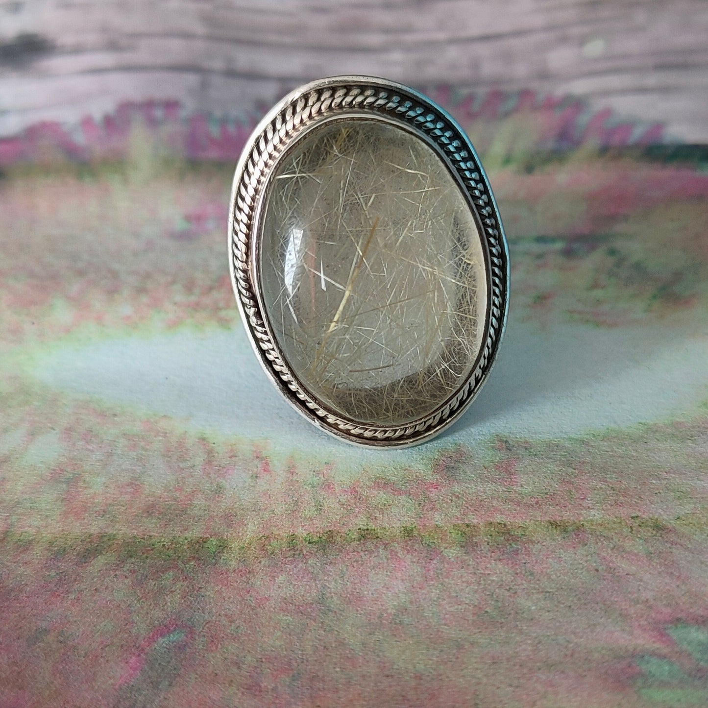 Golden Rutile Boho Ring , 925 Sterling Silver Ring , Handmade Bohemian Ring , Silver Ring , Rutile Gemstone Ring , Rings ,Silver Rings Gifts
