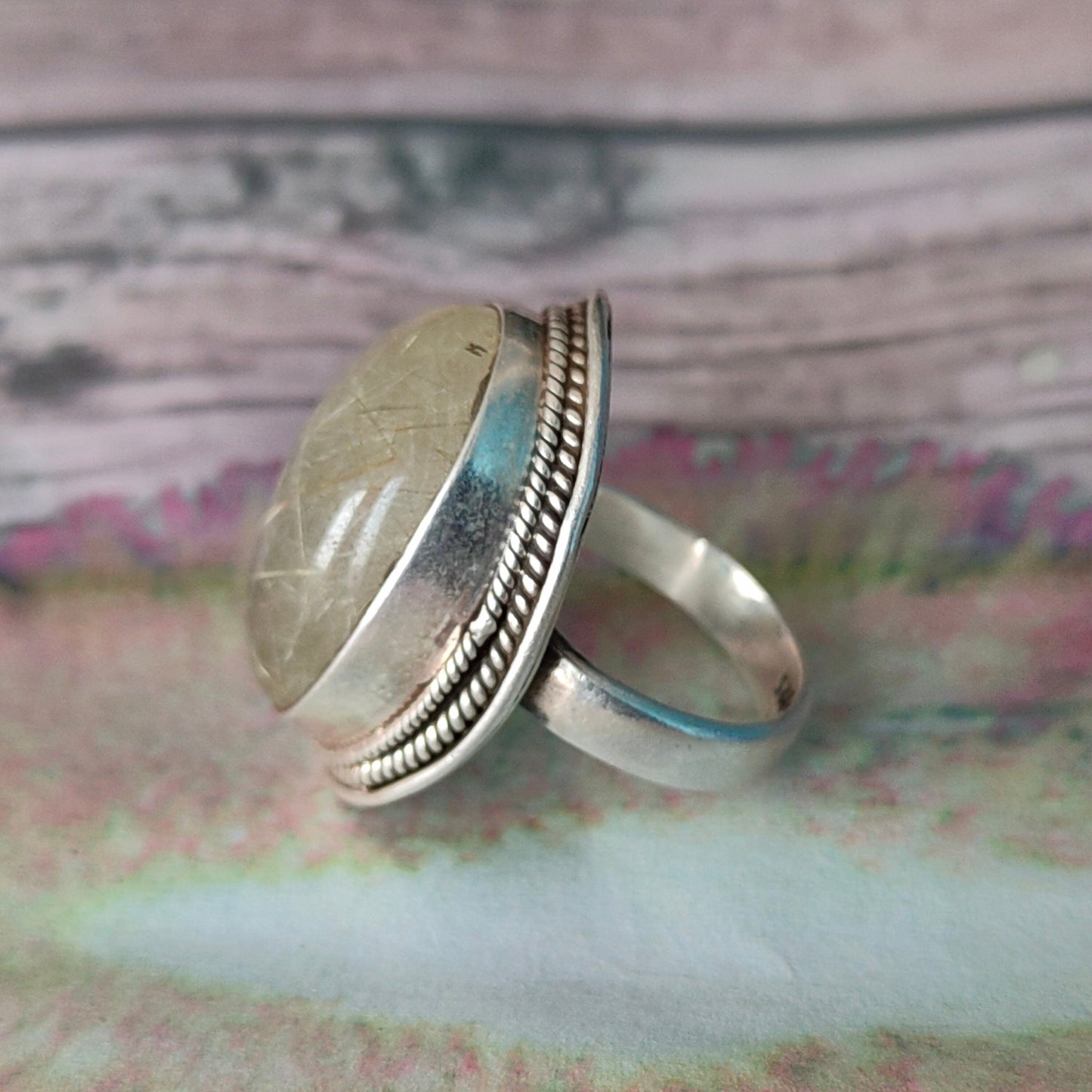 Golden Rutile Boho Ring , 925 Sterling Silver Ring , Handmade Bohemian Ring , Silver Ring , Rutile Gemstone Ring , Rings ,Silver Rings Gifts