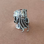 Octopus Sterling Silver Ring, November Birthstone Band Ring , Citrine Sterling Silver Ring ,Handmade Octopus Ring , New Stylish Ring , Rings