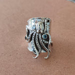 Octopus Sterling Silver Ring, November Birthstone Band Ring , Citrine Sterling Silver Ring ,Handmade Octopus Ring , New Stylish Ring , Rings