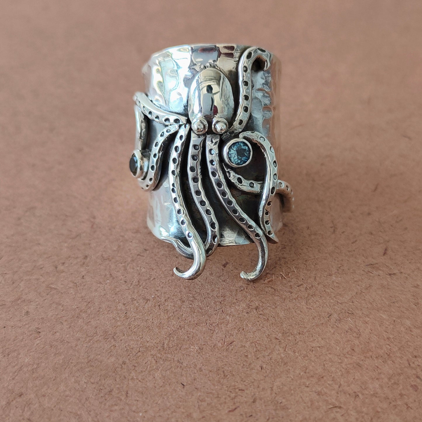 Octopus Sterling Silver Ring, November Birthstone Band Ring , Citrine Sterling Silver Ring ,Handmade Octopus Ring , New Stylish Ring , Rings