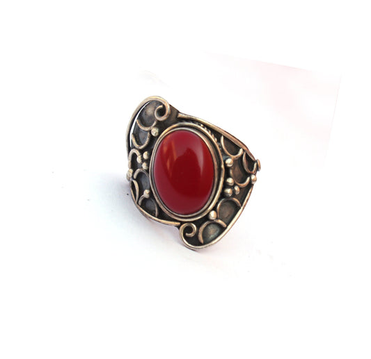 Boho Statement Ring | Coral Sterling Silver Ring | Hand Crafted Bohemian Ring | Boho Ring | Coral Ring | Rings for Gift