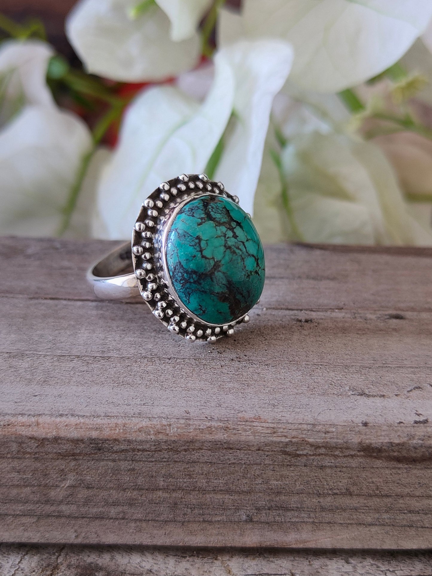 Turquoise Boho  Ring - Turquoise Sterling Silver Ring - Hand Crafted Bohemian Ring-Bohemian Ring - Turquoise - Rings -Gift for - bohemian