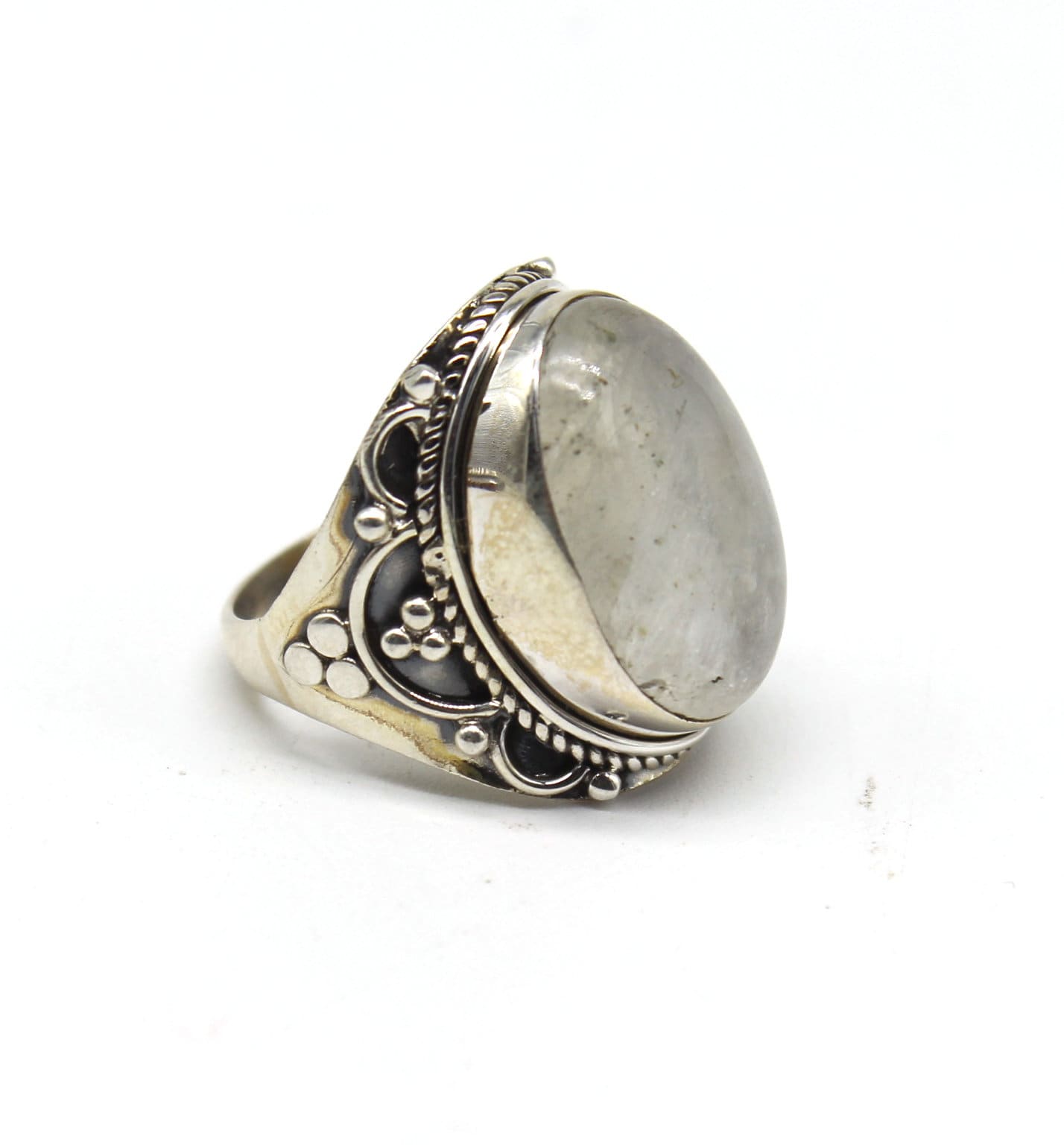 Boho Statement Ring - Rainbow Moon stone Sterling Silver Ring - Hand Crafted Bohemian Ring -Bohemian Ring - Rainbow Ring - Rings - Gift for