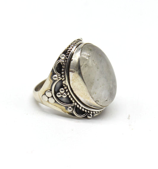 Boho Statement Ring - Rainbow Moon stone Sterling Silver Ring - Hand Crafted Bohemian Ring -Bohemian Ring - Rainbow Ring - Rings - Gift for