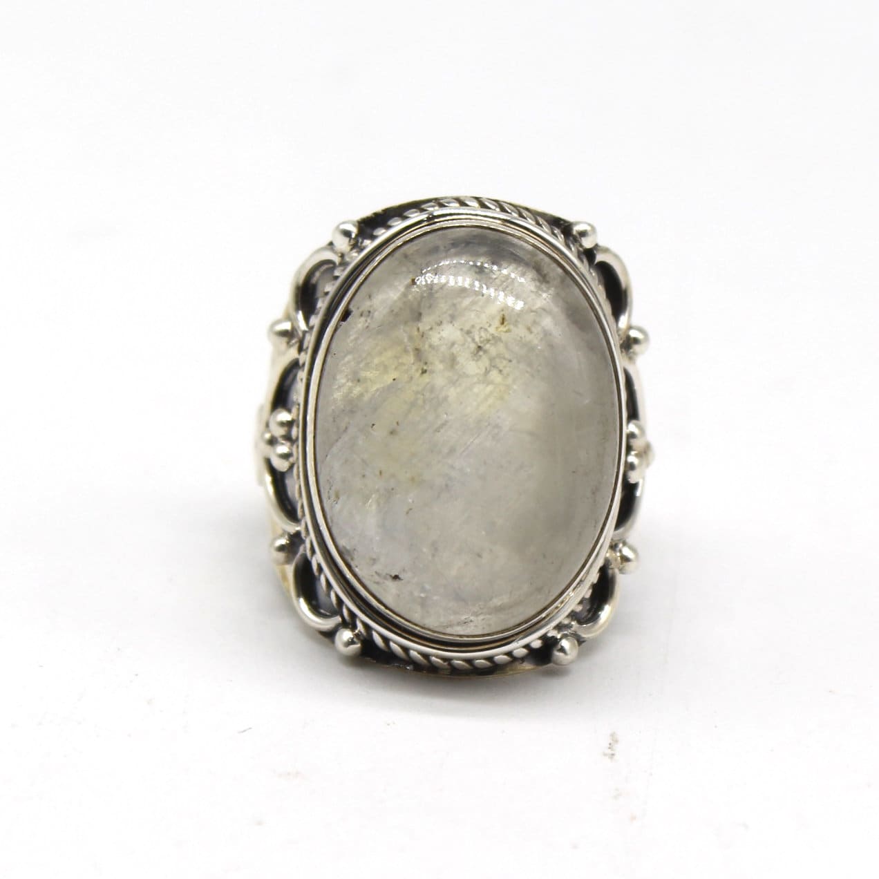 Boho Statement Ring - Rainbow Moon stone Sterling Silver Ring - Hand Crafted Bohemian Ring -Bohemian Ring - Rainbow Ring - Rings - Gift for
