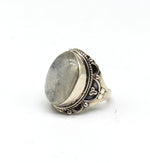 Boho Statement Ring - Rainbow Moon stone Sterling Silver Ring - Hand Crafted Bohemian Ring -Bohemian Ring - Rainbow Ring - Rings - Gift for
