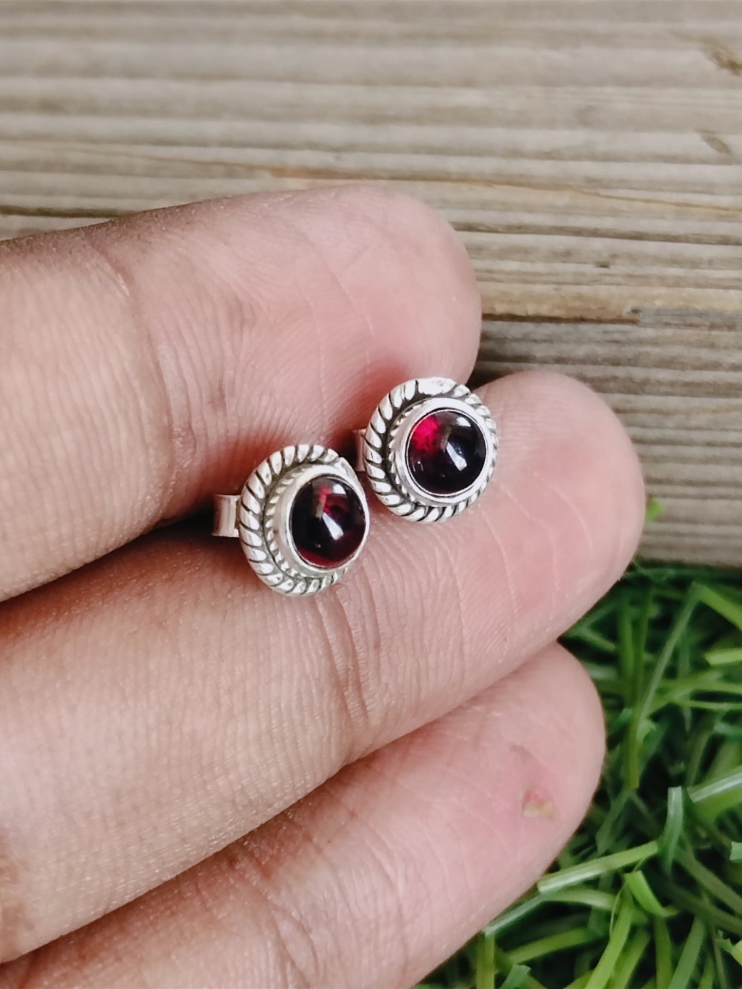 Garnet sterling  silver studs , silver studs earring , garnet earrings , tiny studs , tiny earrings , jewelry , boho studs , gemstone studs