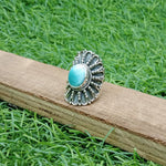 Larimar beautiful  Ring - Larimar Boho Statement Silver Ring - Hand Crafted Bohemian Ring-Bohemian Ring -big Size Ring - Rings -Gift for
