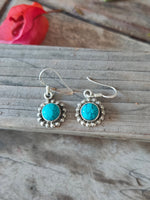 Turquoise Sterling Silver Handmade Earring Turquoise Stone Daily wearable Earrings in Oval Shape Boho Earrings Gift for Her