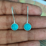 Turquoise Sterling Silver Handmade Earring | Turquoise Stone |  Round Shape | Silver Earrings | Boho Earrings Gift for Her , Simple earring