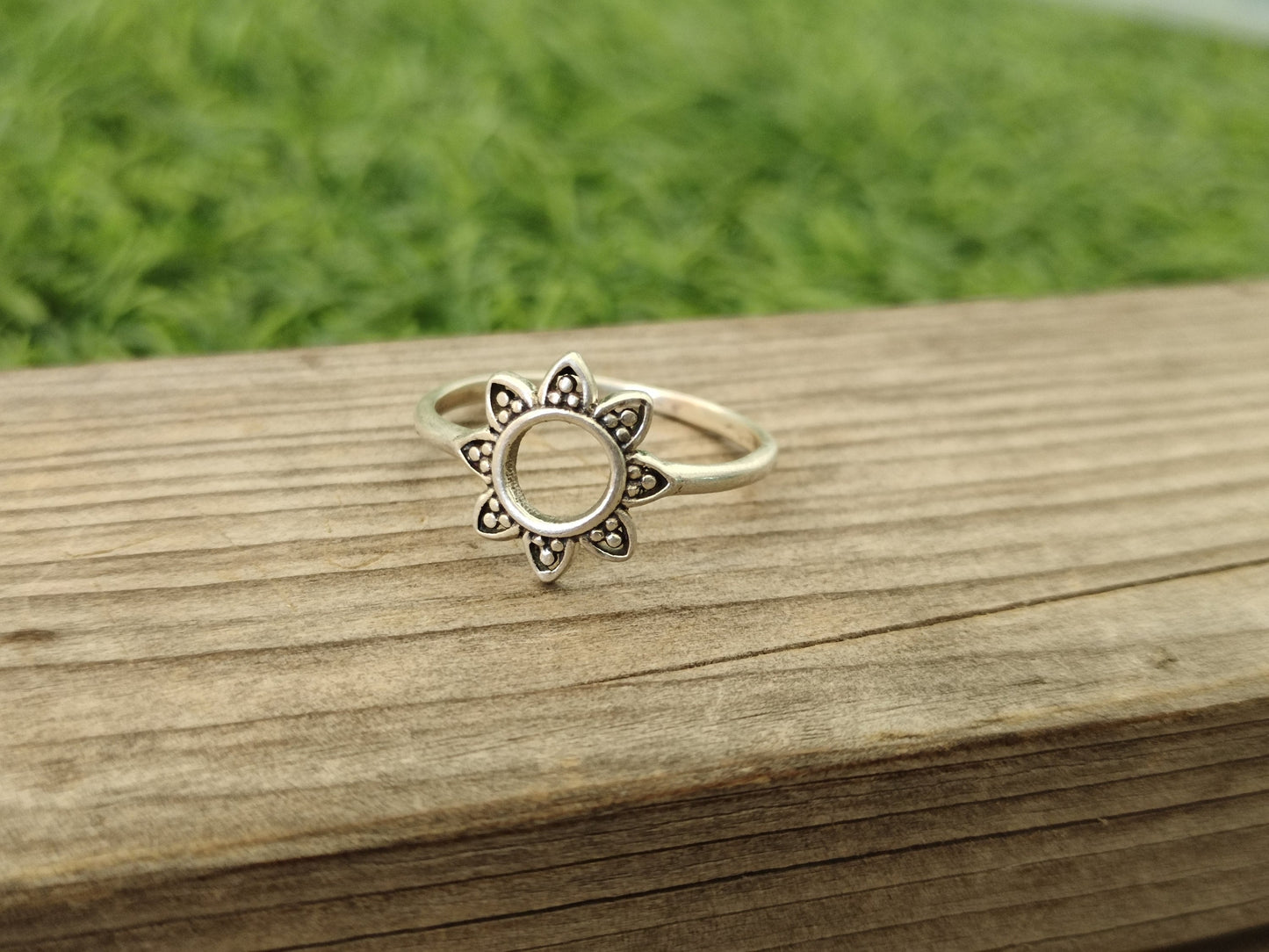 Sun Flower sterling silver ring , handmade silver ring , stacking silver ring , charm silver ring , handcrafted boho ring , silver ring