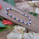 Lapis Lazuli  Gemstone bracelet - Silver Beaded Bracelet - 925 Silver Bracelet - Dainty Silver Bracelet for Women Bracelets - Silver