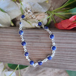 Lapis Lazuli  Gemstone bracelet - Silver Beaded Bracelet - 925 Silver Bracelet - Dainty Silver Bracelet for Women Bracelets - Silver