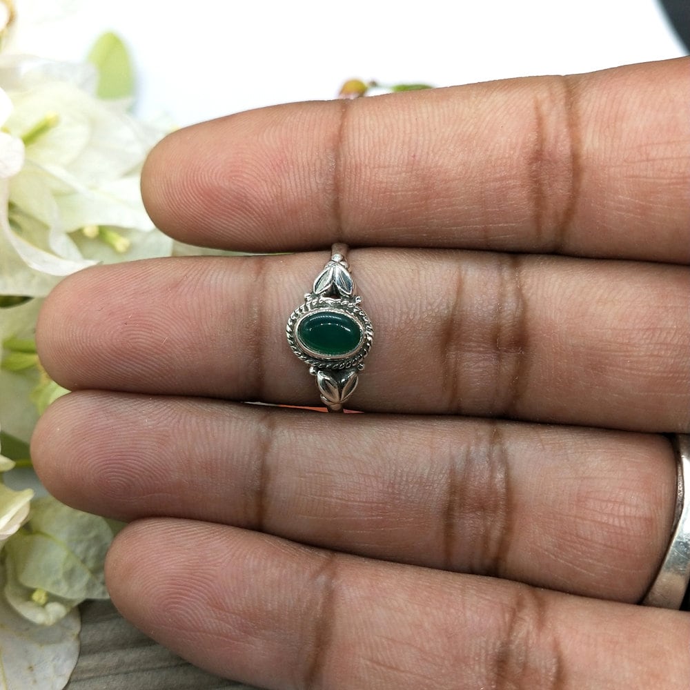 Natural Green onyx  Statement Ring- Sterling Silver Ring - Hand Crafted Bohemian Ring - Bohemia Green Onyx stone Ring - Rings - Gift for