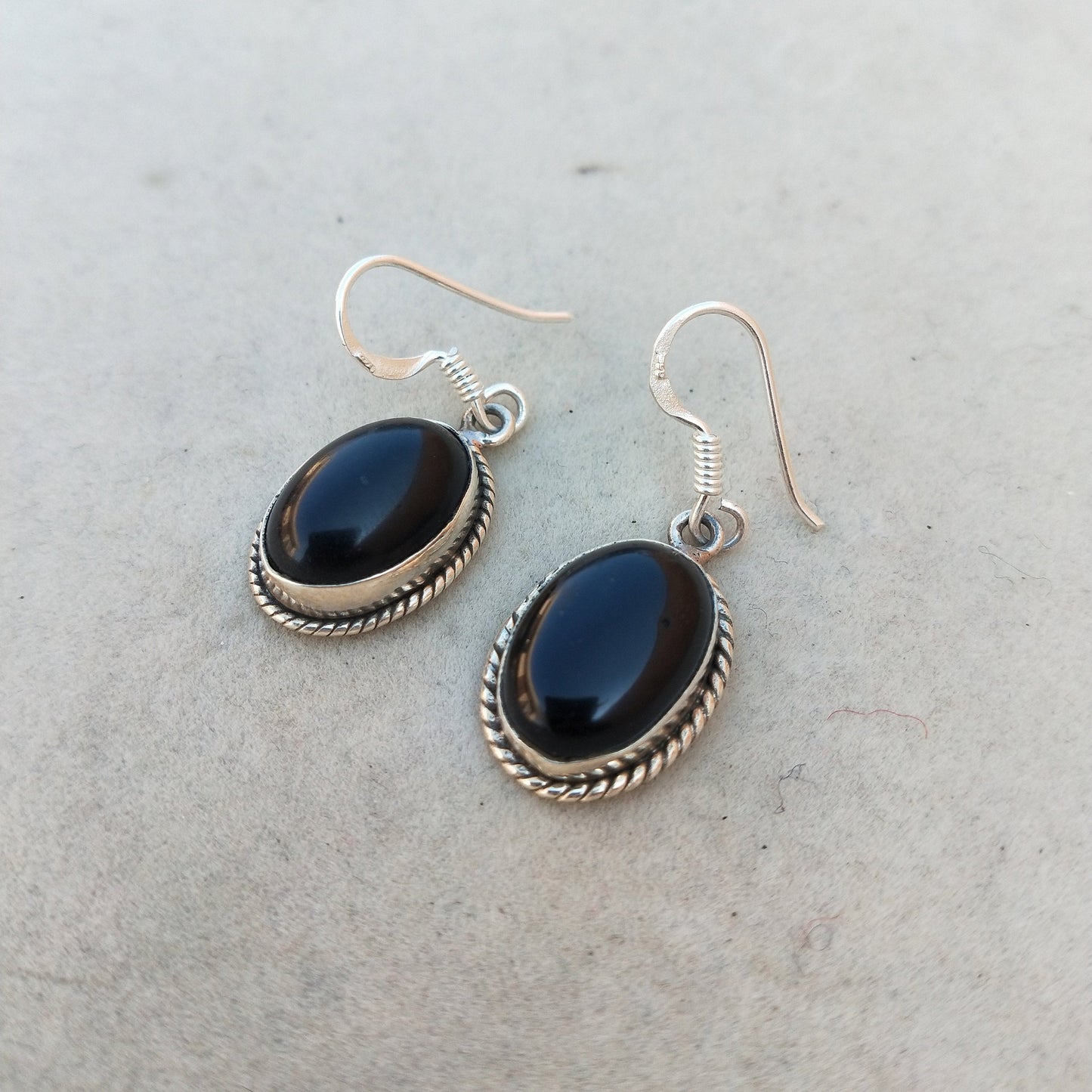 Black Onyx Sterling Silver Handmade Earring Black Onyx stone Daily wearable Earrings in Oval Shape Boho Earrings Gift for Her