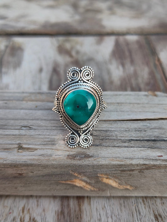 Boho Statement Ring - Turquoise Sterling Silver Ring - Hand Crafted Bohemian Ring-Bohemian Ring - Turquoise  - Rings -Gift for