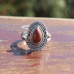 Boho Statement Ring -Sun Stone  Sterling Silver Ring - Hand Crafted Bohemian Ring - Bohemian Ring Sun stone Ring - Rings - Gift for