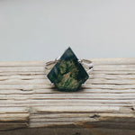 Moss Agate Sterling Silver Ring - Boho Statement Ring - Hand Crafted Bohemian Ring - Bohemian Ring -  Moss Agate Ring - Rings - Gift for her