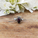 Boho Statement Ring - Garnet Sterling Silver Ring - Hand Crafted Bohemian Ring-Boho Ring -925 sterling silver- Garnet Rings -Gift for her
