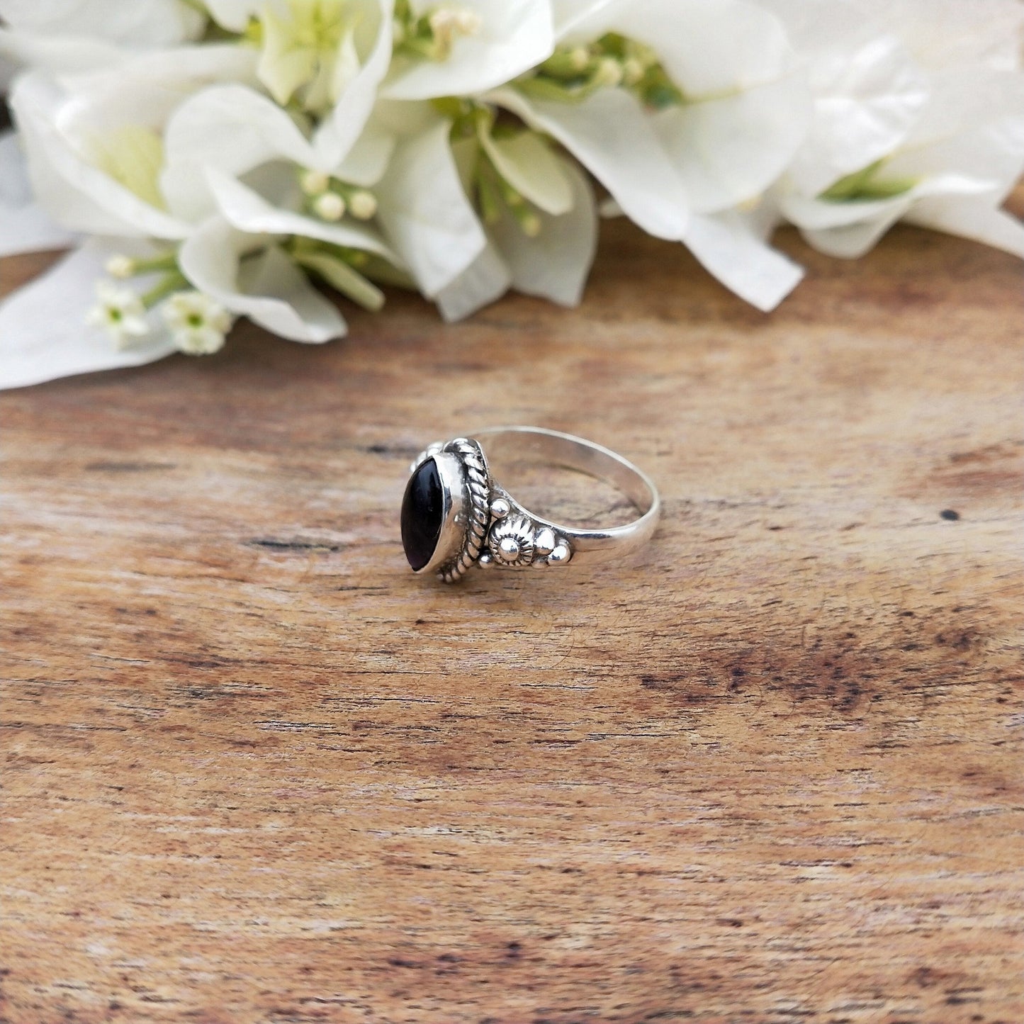 Boho Statement Ring - Garnet Sterling Silver Ring - Hand Crafted Bohemian Ring-Boho Ring -925 sterling silver- Garnet Rings -Gift for her