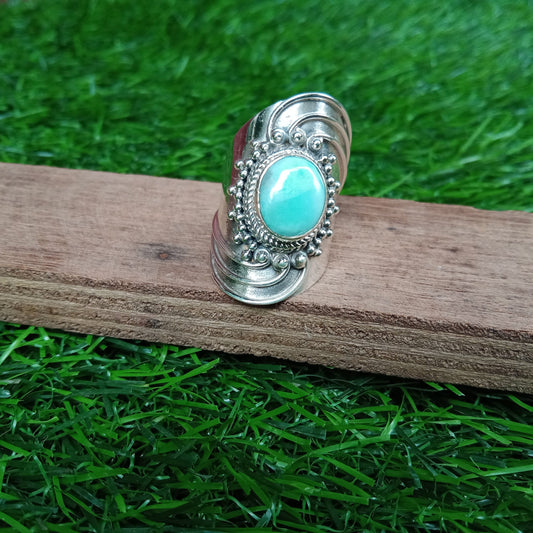 Natural Larimar Boho Ring, 925 Sterling Silver Ring, Larimar Gemstone Silver ring , Minimalist ring, blue stone ring, Gift for Women