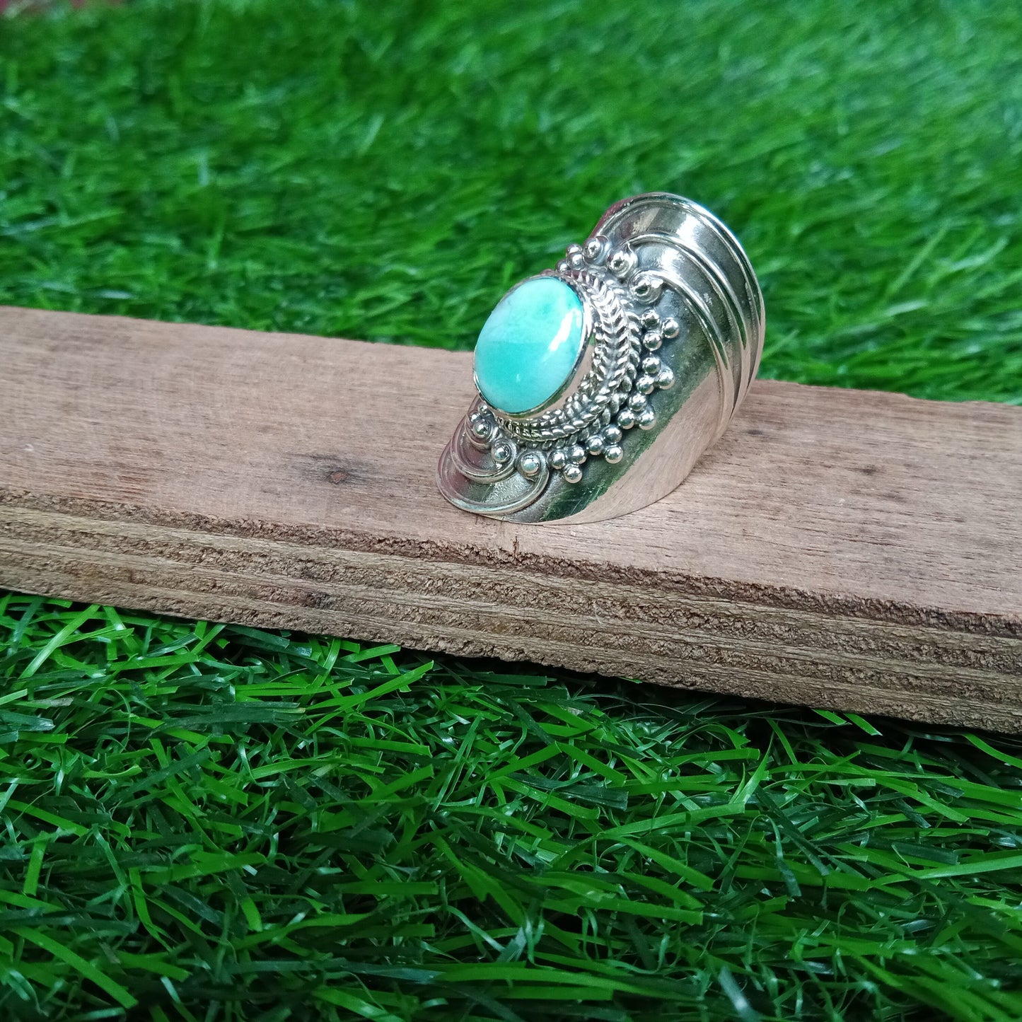 Natural Larimar Boho Ring, 925 Sterling Silver Ring, Larimar Gemstone Silver ring , Minimalist ring, blue stone ring, Gift for Women