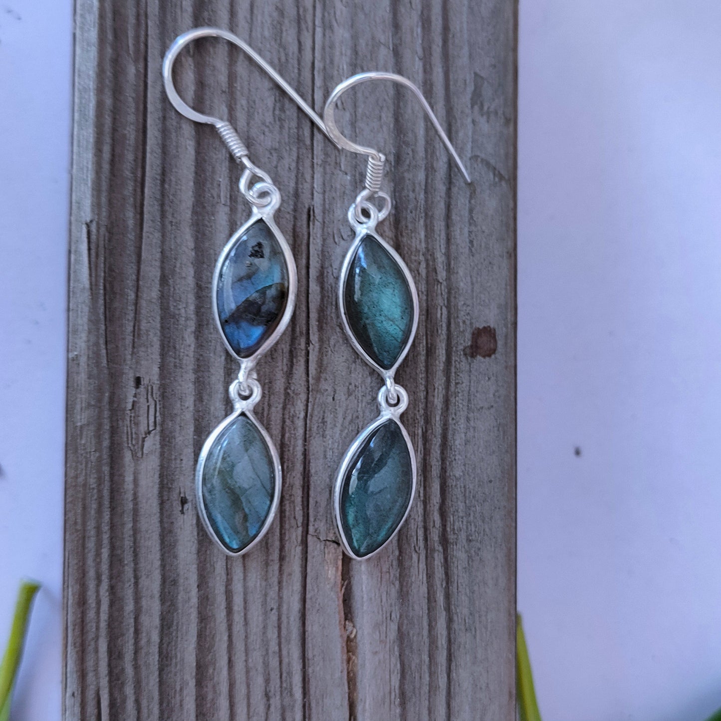 Labradorite Sterling Silver Handmade Earring | Labradorite Stone Labradorite long earrings  -Earrings -  Gift for Her - labradorite