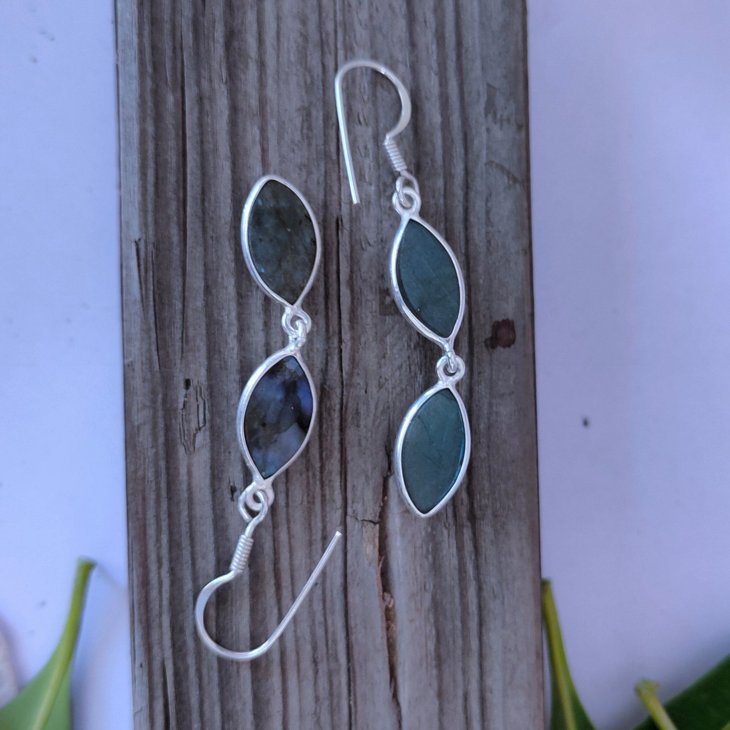 Labradorite Sterling Silver Handmade Earring | Labradorite Stone Labradorite long earrings  -Earrings -  Gift for Her - labradorite